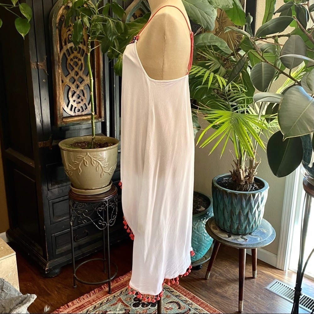Revolve White Pom Pom trim slip dress - Picture 6 of 13